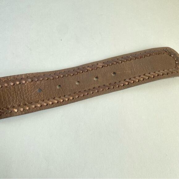 Vintage Brown Leather Belt with Cream Buckle - Picture 5 of 8